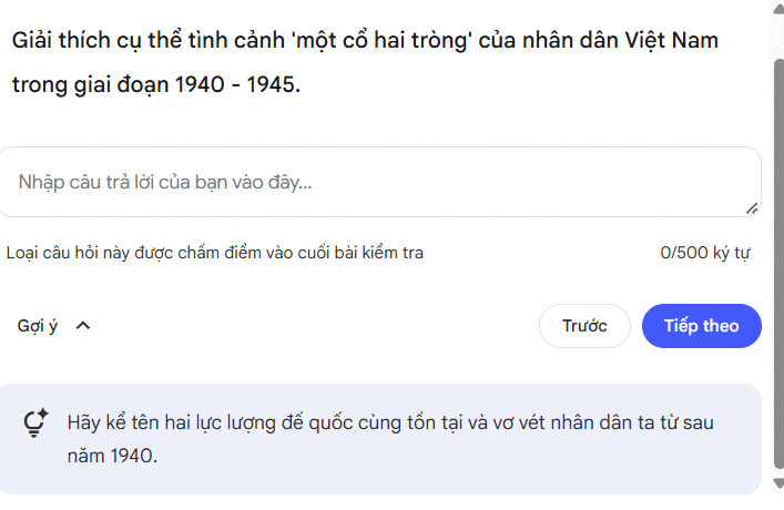 Nội dung trả lời ngắn gọn