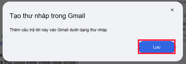 Lưu email nháp trong Gmail AI Google Search