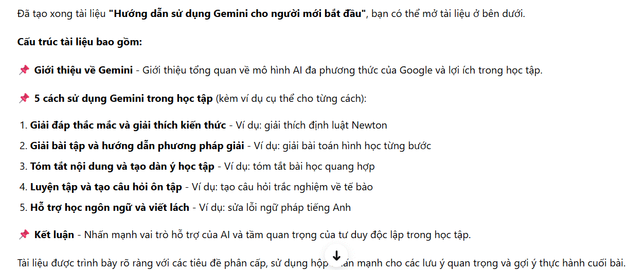 Dàn ý tài liệu trên Dola AI