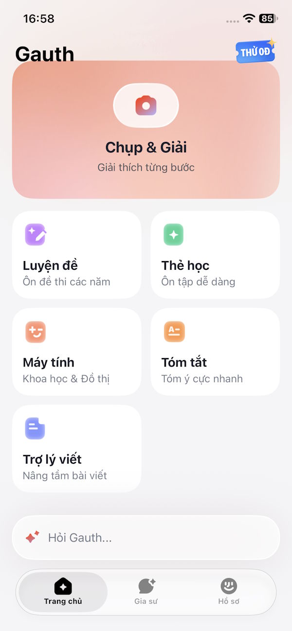 Giao diện Gauthmath AI