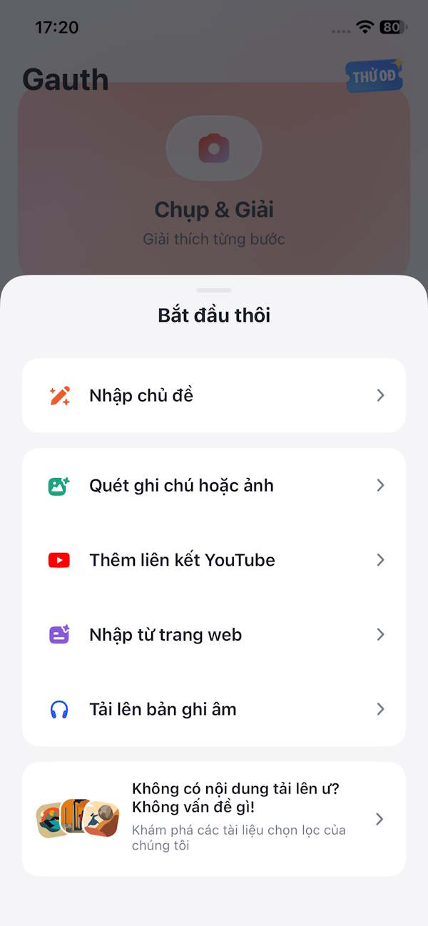 Chọn nguồn tạo thẻ nội dung