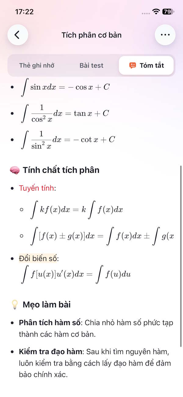Nội dung kiến thức tóm tắt
