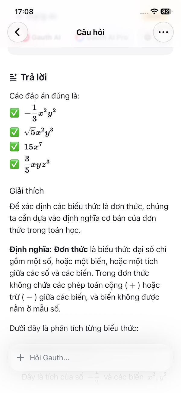 Nội dung lời giải trên Gauthmath