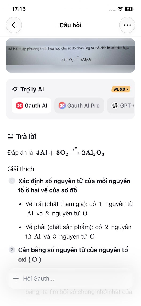 Gauthmath giải bài tập Hóa