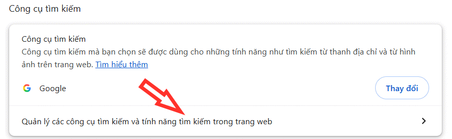 Quản lý công cụ tìm kiếm trên Chrome 