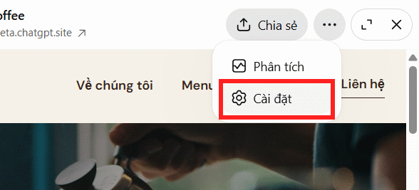 Cài đặt website tạo trên ChatGPT