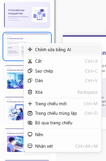 Tùy chỉnh slide trình bày tạo trên Doloa AI