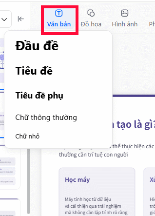 Thêm văn bản vào slide tạo trên Doloa AI
