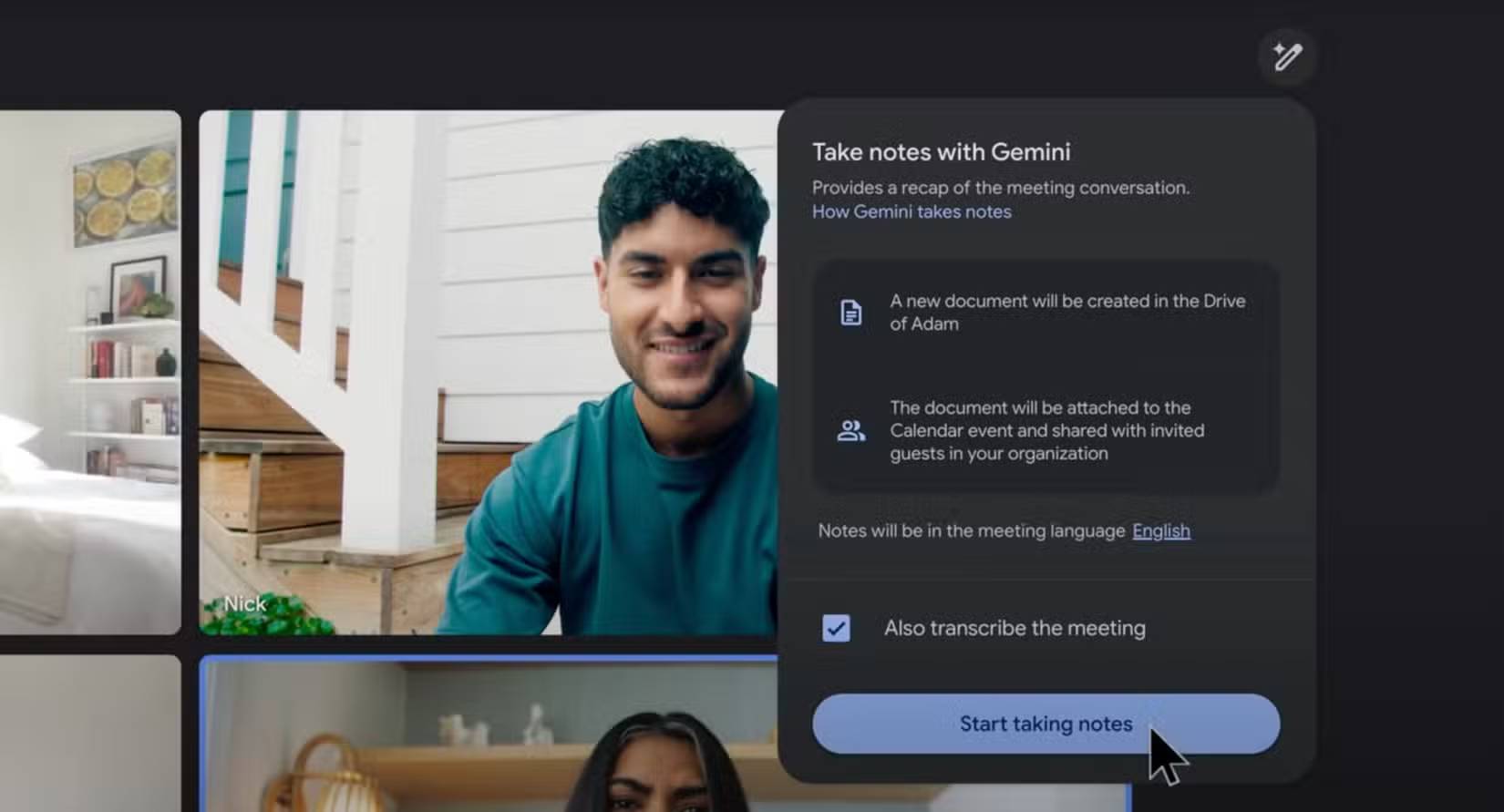 Tính năng ghi chú bằng Gemini trong Google Meet
