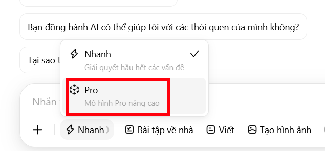 Mô hình Pro trên Dola AI