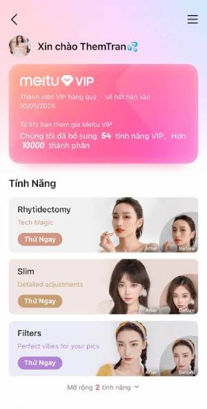 Giao diện của Meitu