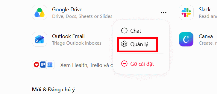 Quản lý kết nối Google Drive trên ChatGPT