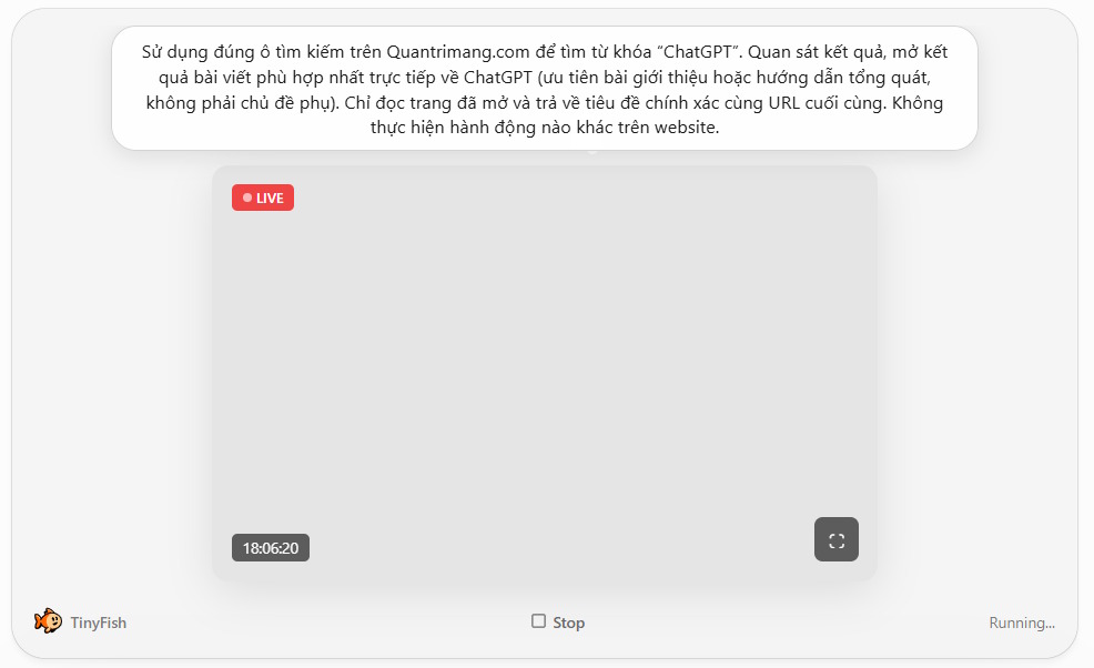 Thực hiện hành động trên website bằng TinyFish trên ChatGPT