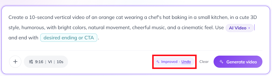Nâng cấp prompt trên Zebracat AI