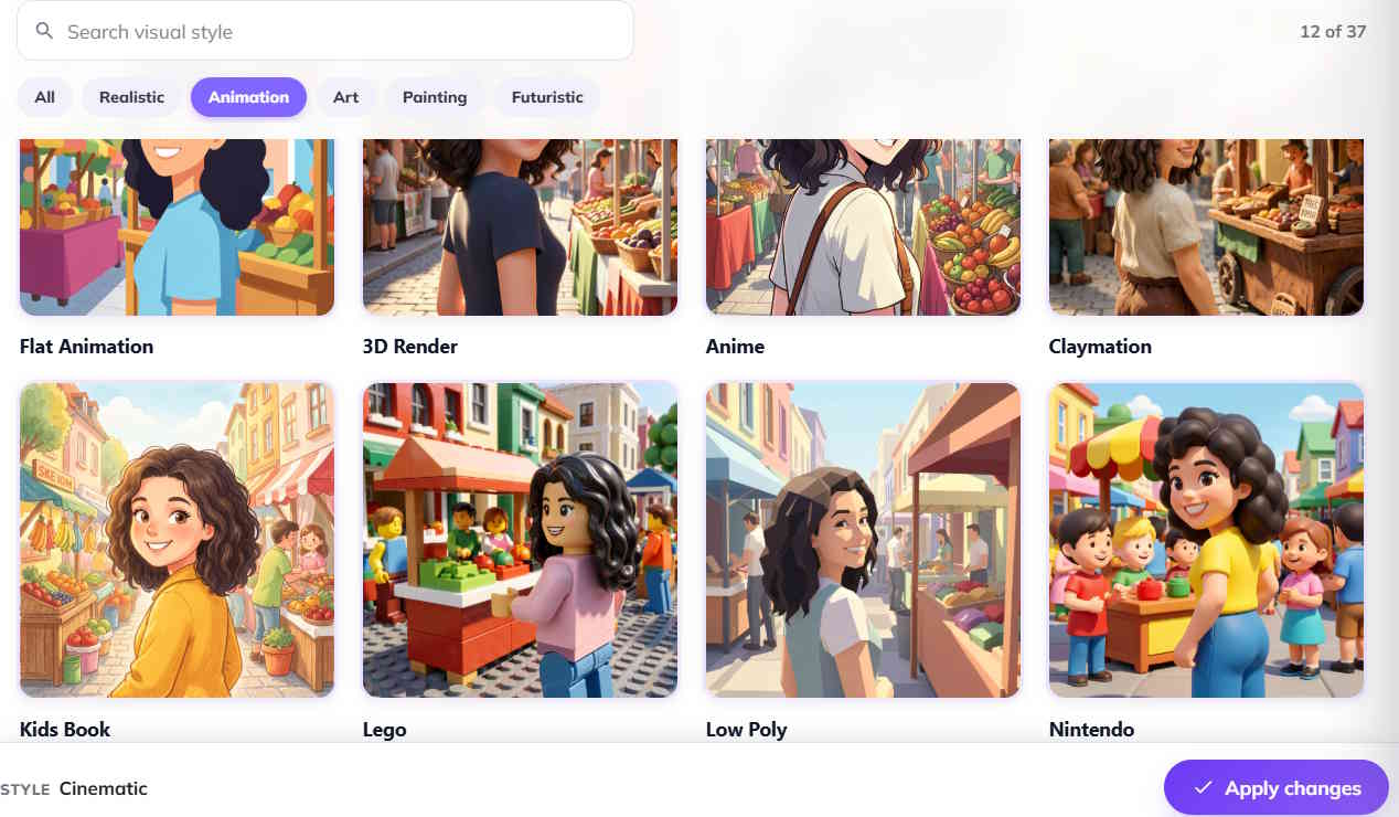Phong cách tạo video trên Zebracat AI