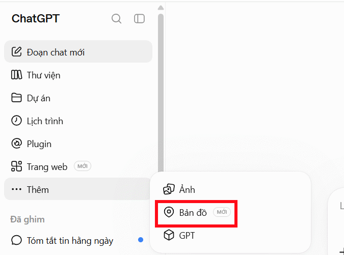Ứng dụng Bản đồ trên ChatGPT