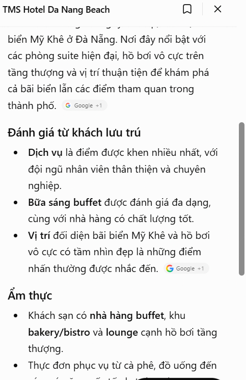 Thông tin địa điểm tìm trên bản đồ ChatGPT