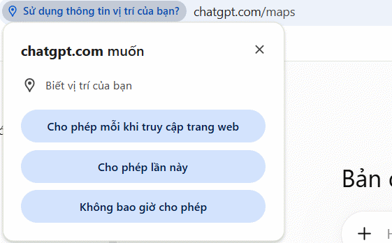 Truy cập vị trí máy tính trên ChatGPT