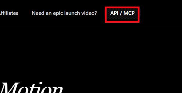 API/MCP trên website Motion