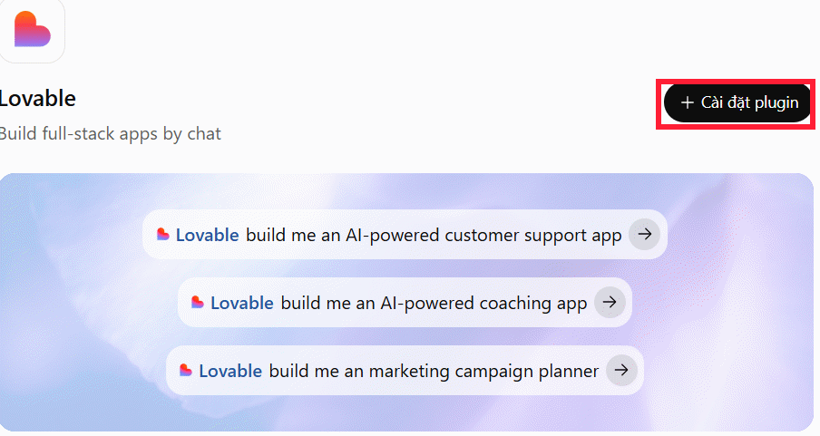 Cài đặt plugin Lovable trên ChatGPT