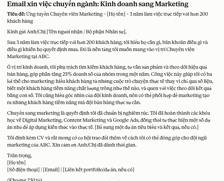 Viết lại câu chuyện khi chuyển ngành