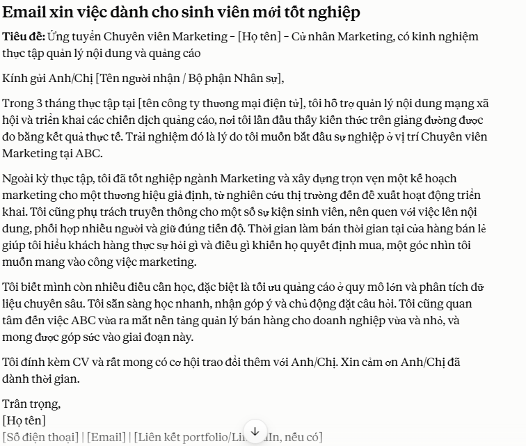 Sinh viên mới tốt nghiệp hoặc tìm công việc đầu tiên