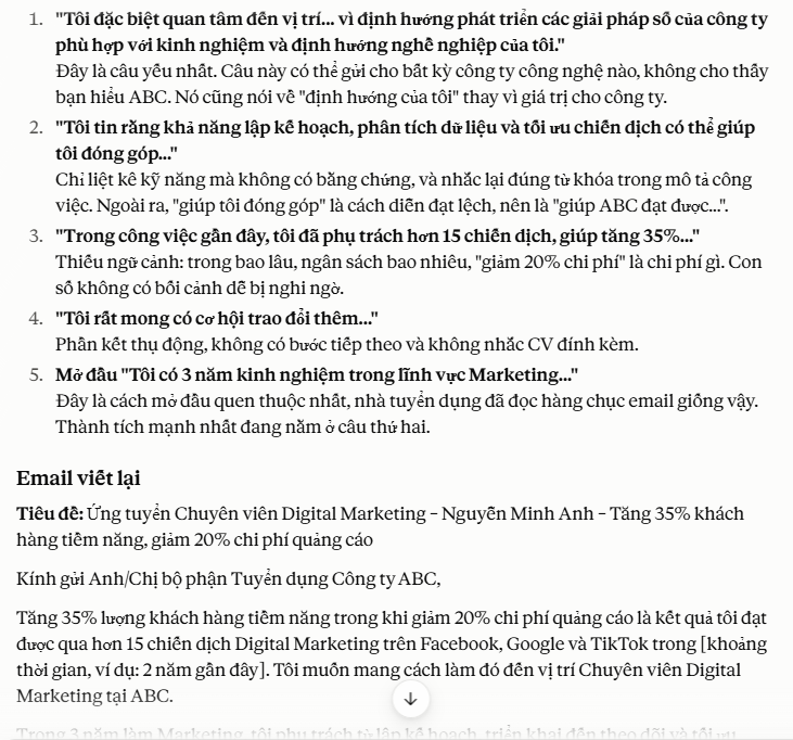 Prompt đánh giá nội dung