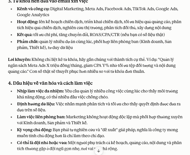 Nội dung giải mã mô tả công việc