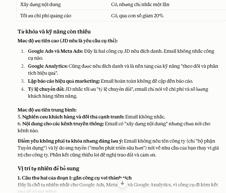 Prompt kiểm tra thiếu từ khóa