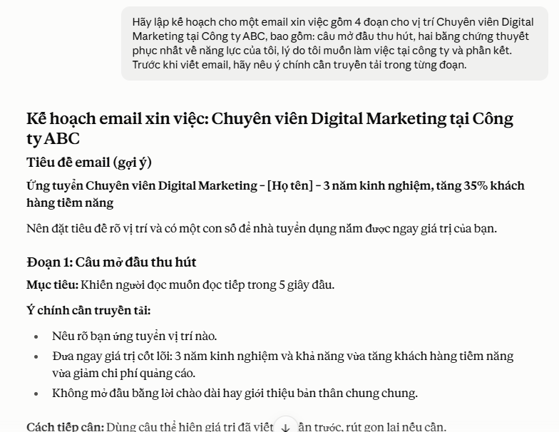 Lên dàn ý email xin việc