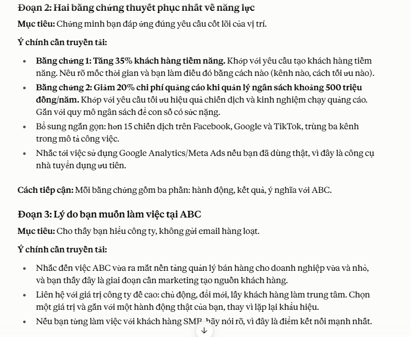 Prompt lên dàn ý email xin việc