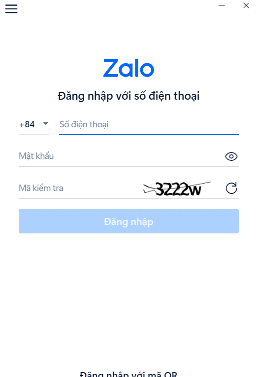 Đăng nhập Zalo PC bằng số điện thoại