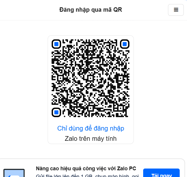 Đăng nhập Zalo web qua QR