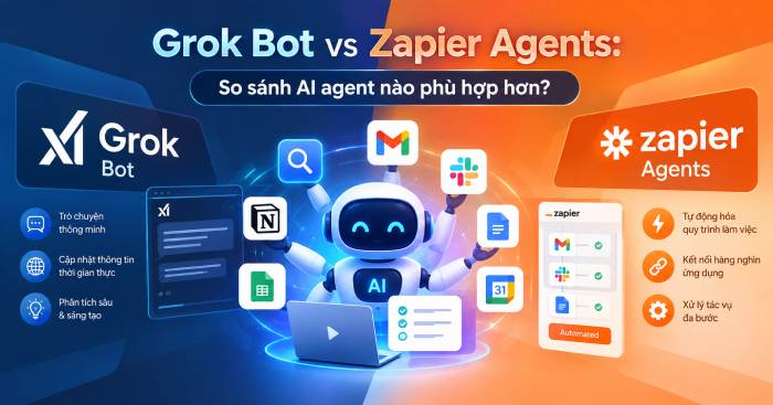 Grok Bot hay Zapier Agents? Chọn AI Agent nào cho công việc của bạn