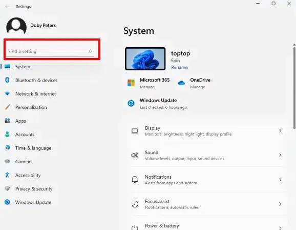 Cửa sổ Windows Settings