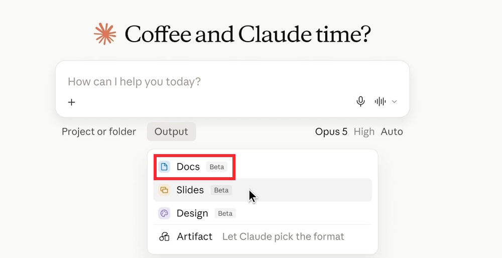 Tạo tài liệu trong Claude Docs