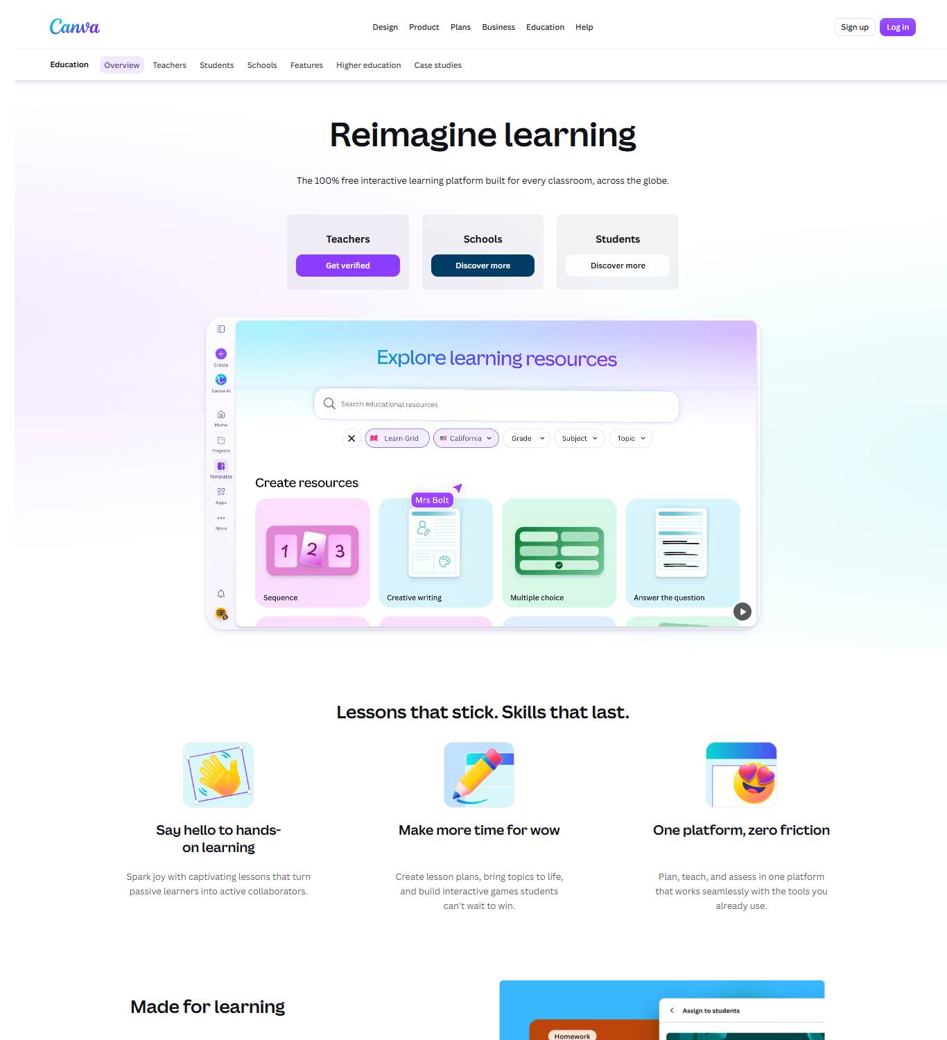 Canva Education miễn phí cho giáo viên đã được xác thực và có khả năng kết nối với Claude for Teachers