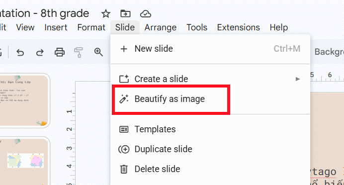 Chuyển nội dung Google Slides sang ảnh
