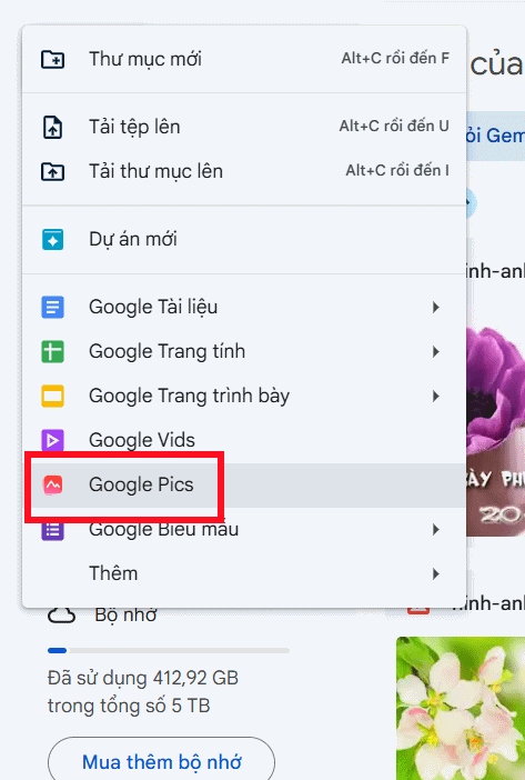 Google Pics trong Google Drive