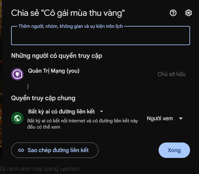 Chia sẻ ảnh Google Pics trên Google Drive