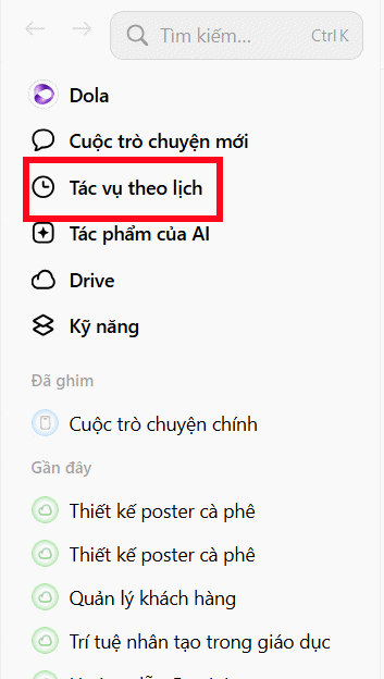Tác vụ theo lịch trên Dola AI