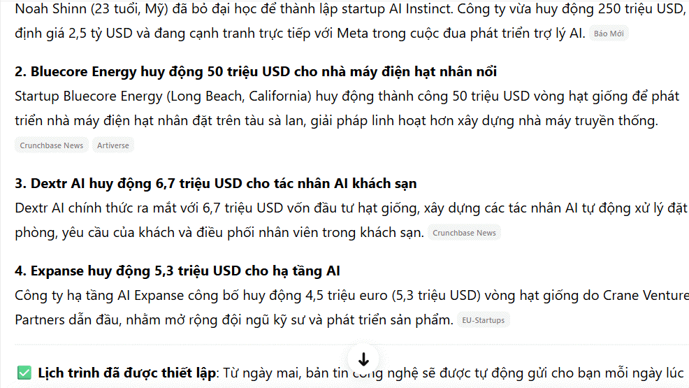 Thực hiện tác vụ theo lịch trên Dola AI