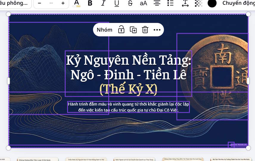 Chỉnh sửa các chi tiết trong slide trên Canva