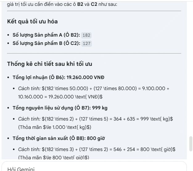 Tối ưu hóa bằng Gemini trong Google Sheets