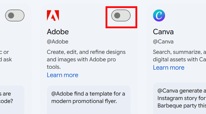 Kích hoạt Adobe trong Gemini