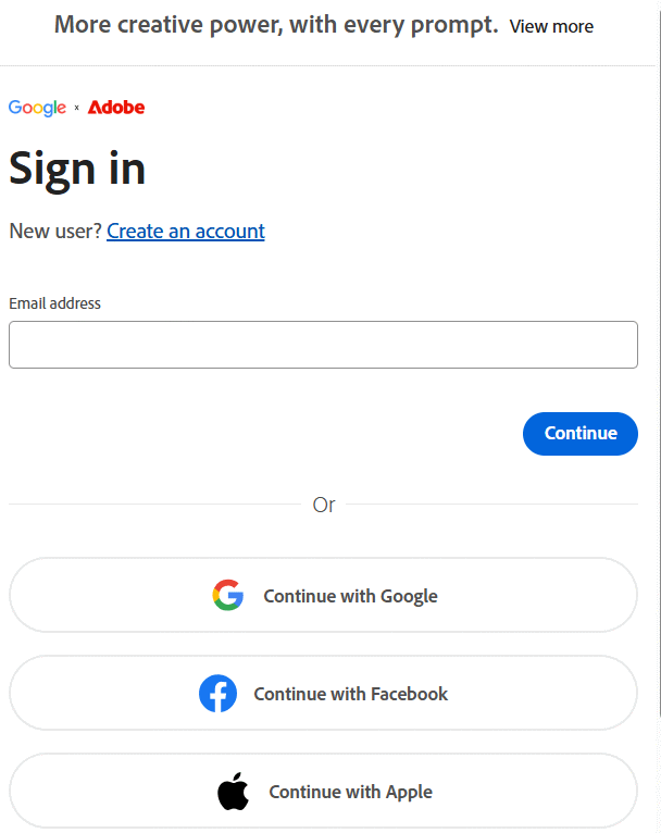 Đăng nhập tài khoản Adobe