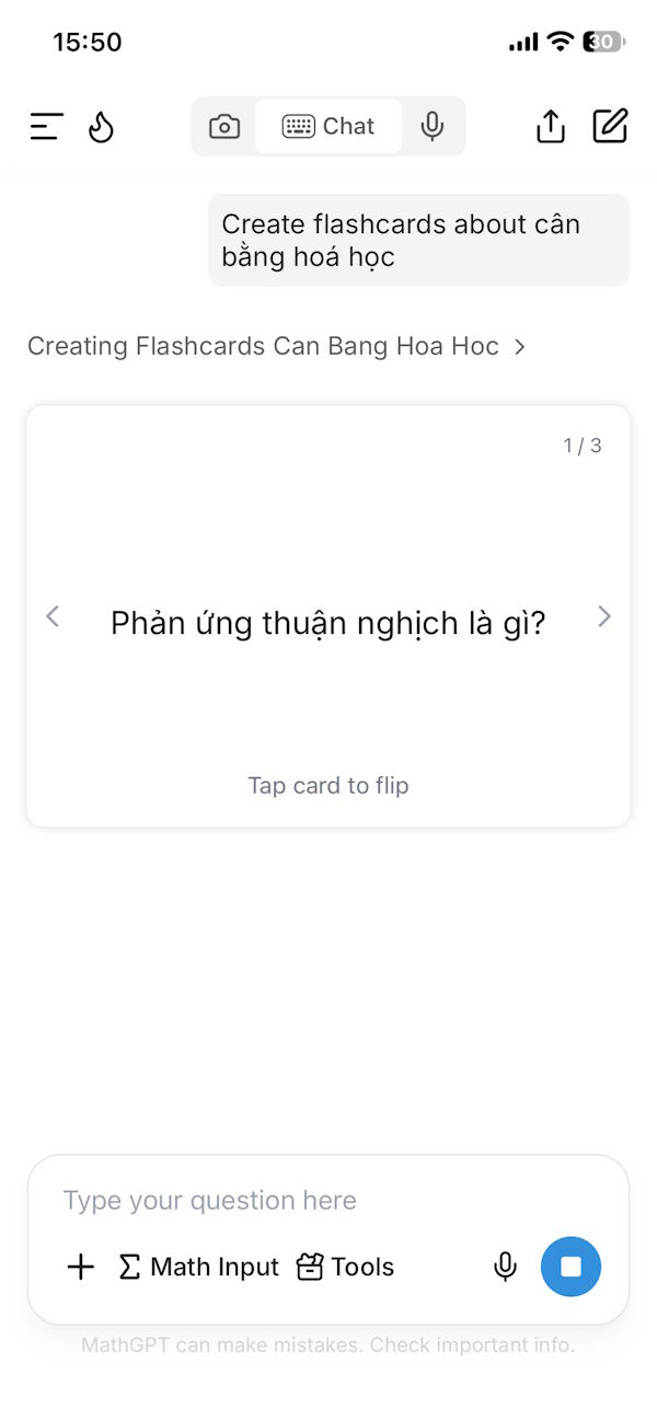 MathGPT tạo flashcard