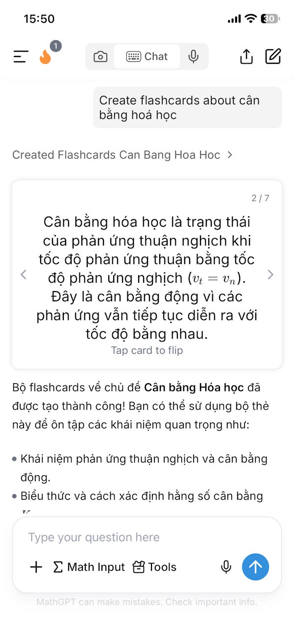 MathGPT tạo flashcard bằng AI