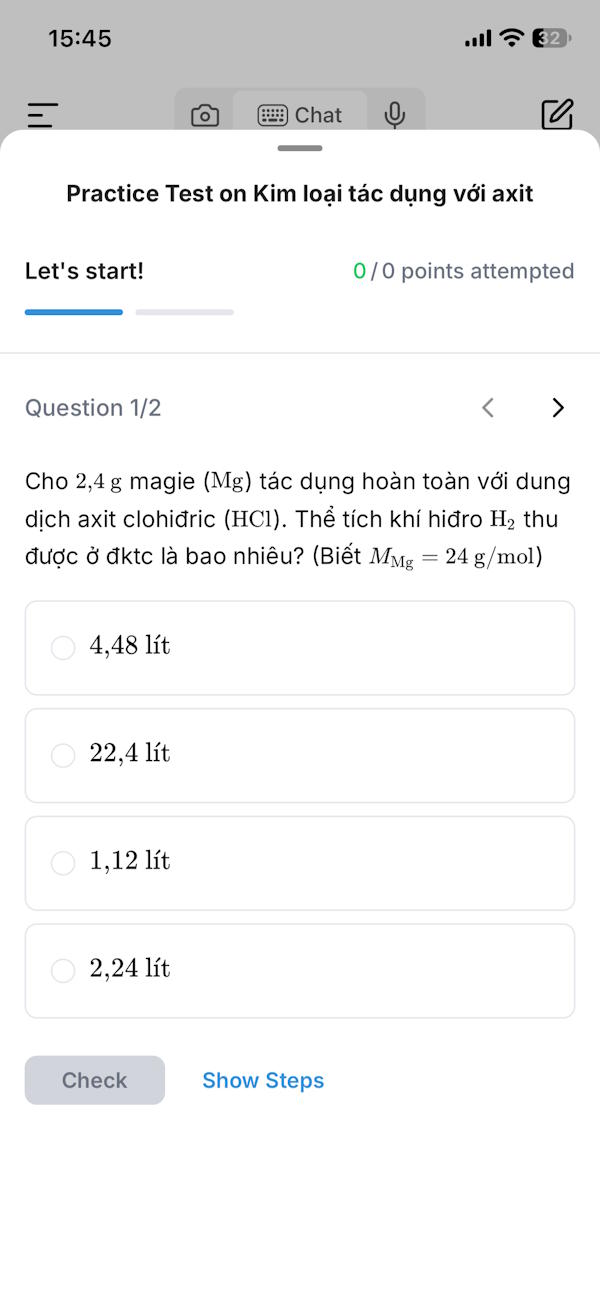 Tạo bài kiểm tra từ kiên thức trên MathGPT