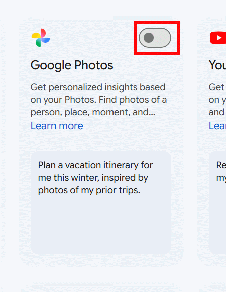 Kích hoạt Google Photos trên Gemini